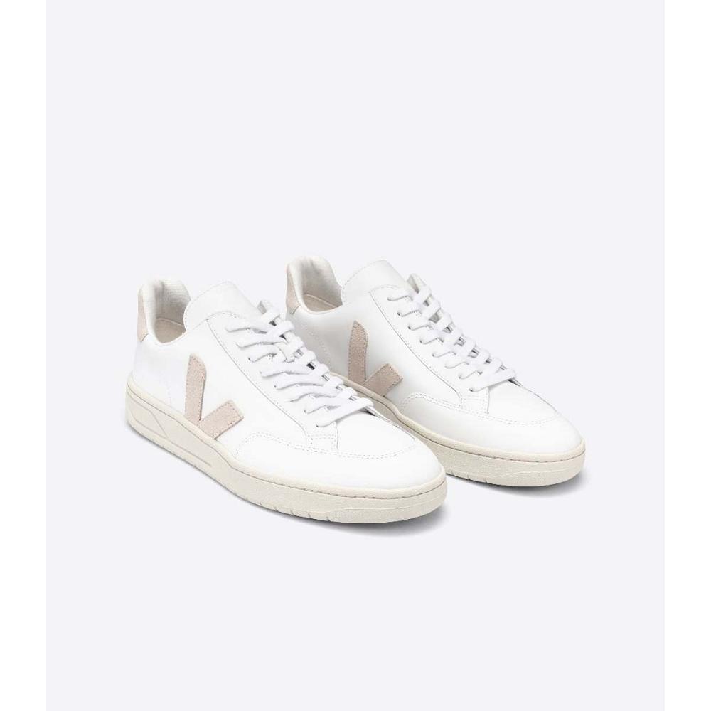 Veja V-12 LEATHER Sneakers Heren White/Pink | BE 342OKI